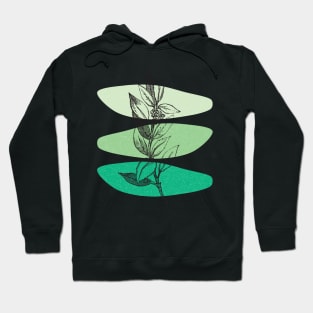 Green tone Abstract Shapes leaves flower design Hoodie